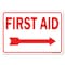 Signmission OSHA, 7" Height, Decal, 10" x 7", Landscape, First Aid with Right Arrow (red on white) OS-MISC-D-710-L-19496 - alternate 1